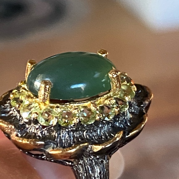 Genuine Chrysoprase Peridot Ring